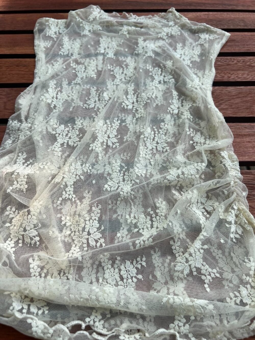 Free People cami lace ruched sides sleeveless mock neck womens L ivory intimates